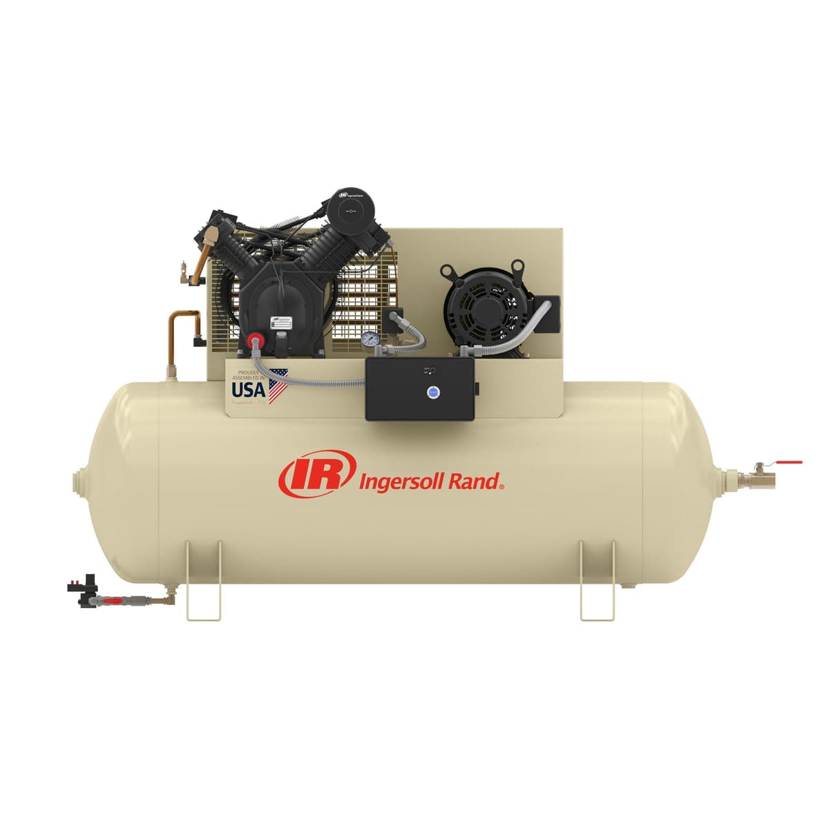Ingersoll Rand two-stage electric-driven reciprocating air compressor (15 HP), ideal for shop, automotive, and industrial use