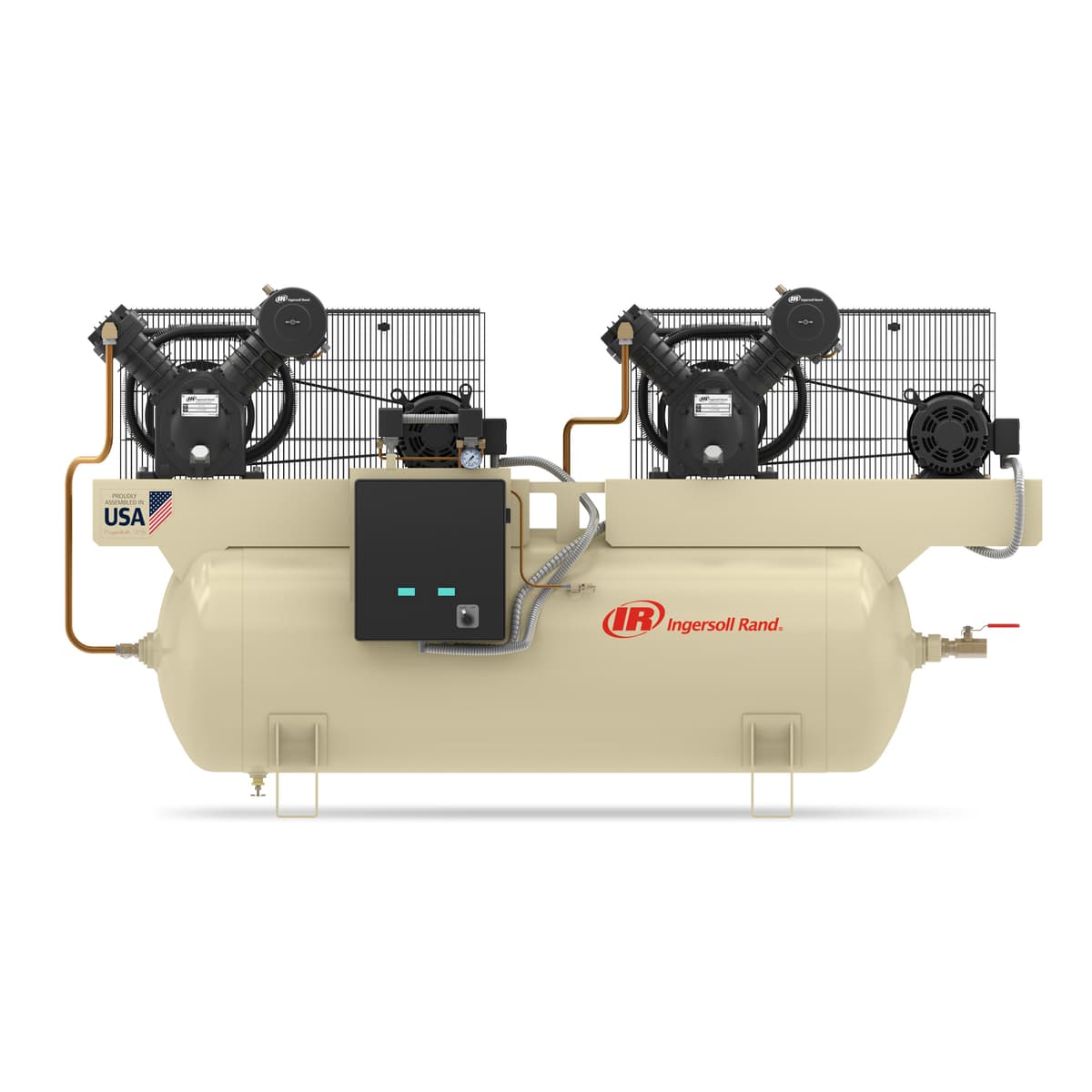 Ingersoll Rand duplex 10 HP reciprocating air compressor, dual pumps and motors for backup or additional air power in demanding settings