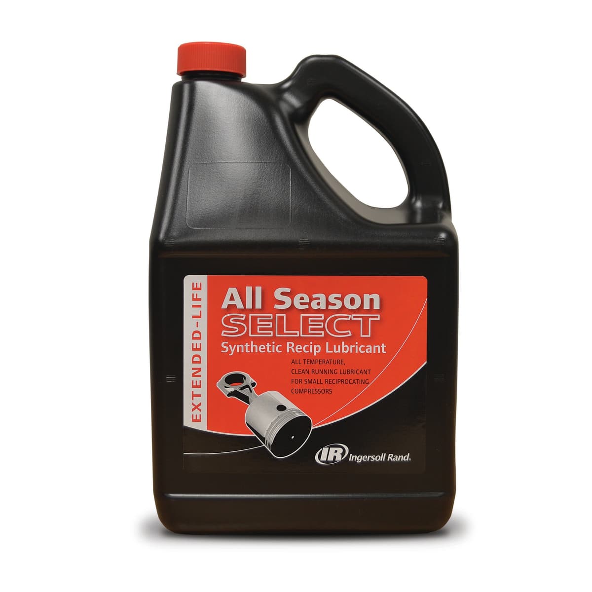 All Season Select synthetic oil for Ingersoll Rand reciprocating air compressors, formulated for long-lasting protection and optimal compressor operation