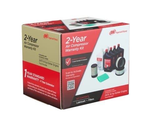 Ingersoll Rand OEM 2-year warranty start-up kit for reciprocating air compressors, gas model, provides all service components for extended protection