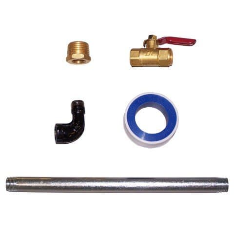Ingersoll Rand compressor tank drain extension kit, replaces standard drain valve for fast and complete tank moisture removal