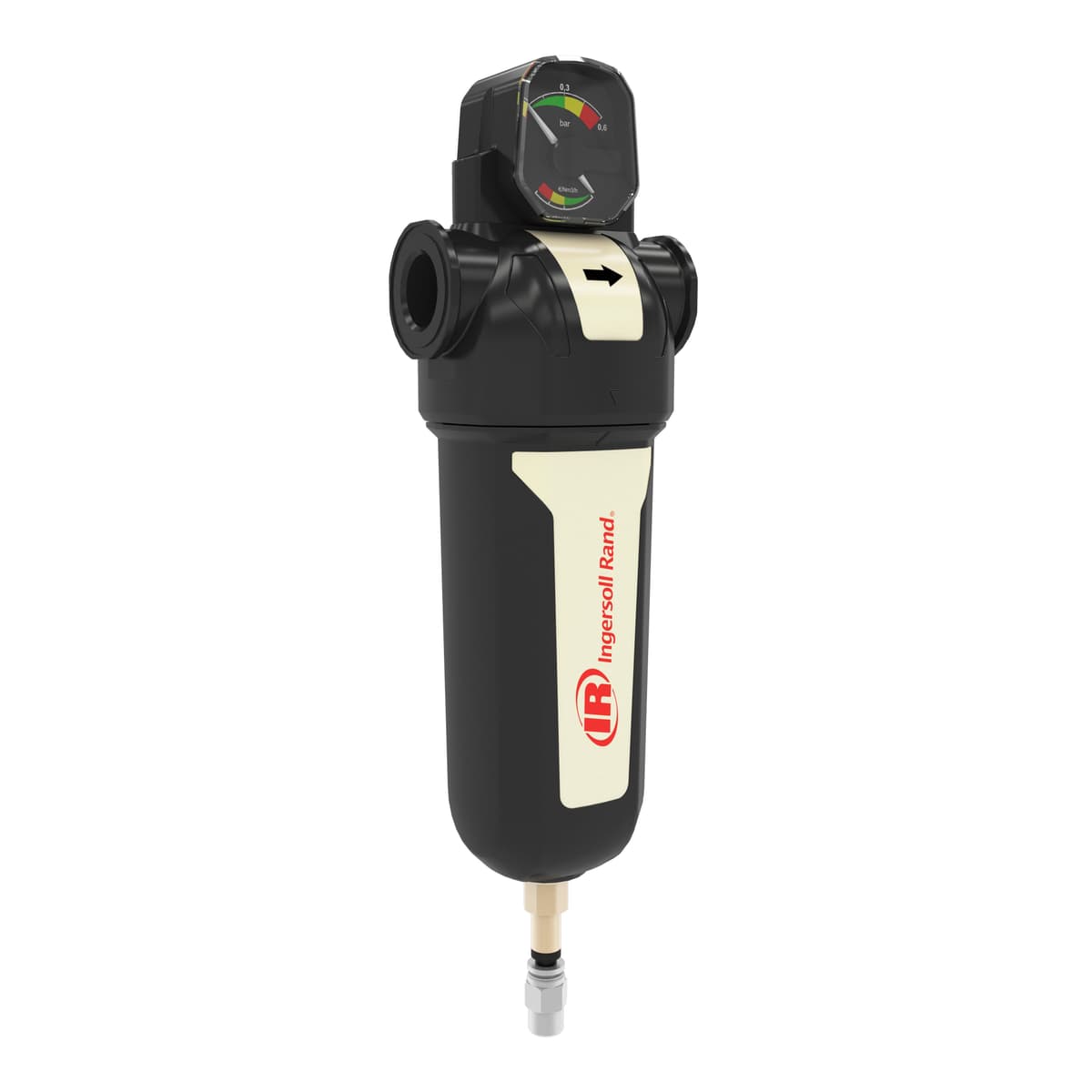 F-Series high efficiency particulate and coalescing filter for Ingersoll Rand compressors (17 SCFM), designed for contaminant removal and consistent air quality