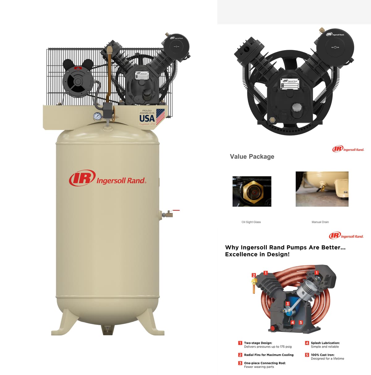 Two Stage Reciprocating Compressor: 2340N5-V, 230/1 thumbnail 2