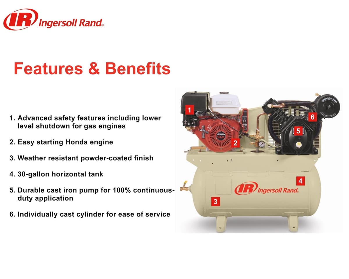 Truck-Mounted Two Stage Gas Reciprocating Compressor: 2475F13GH - Honda 13HP thumbnail 3
