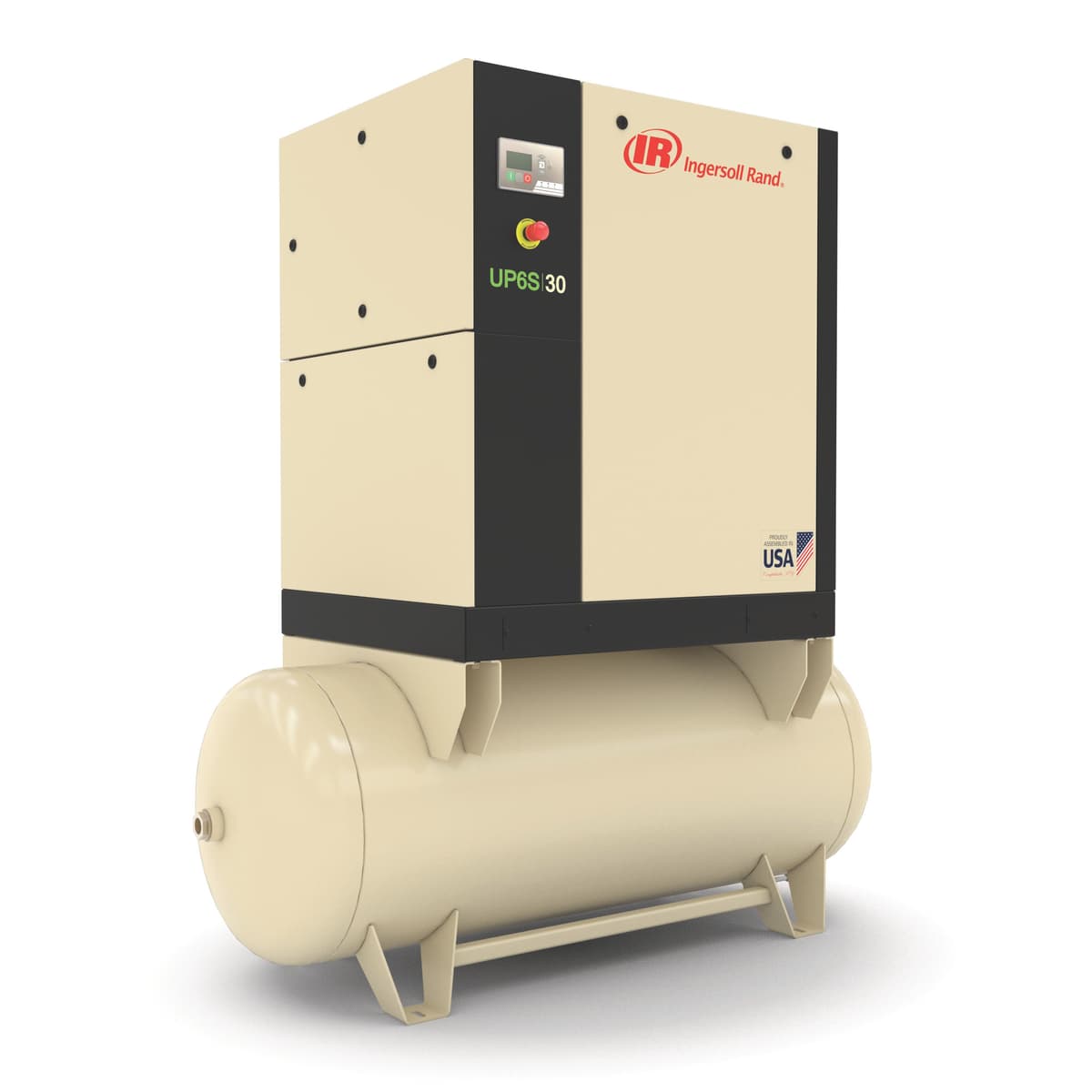 Ingersoll Rand UP6S 25 HP oil-flooded rotary screw compressor, compact design for reliable air delivery and easy maintenance
