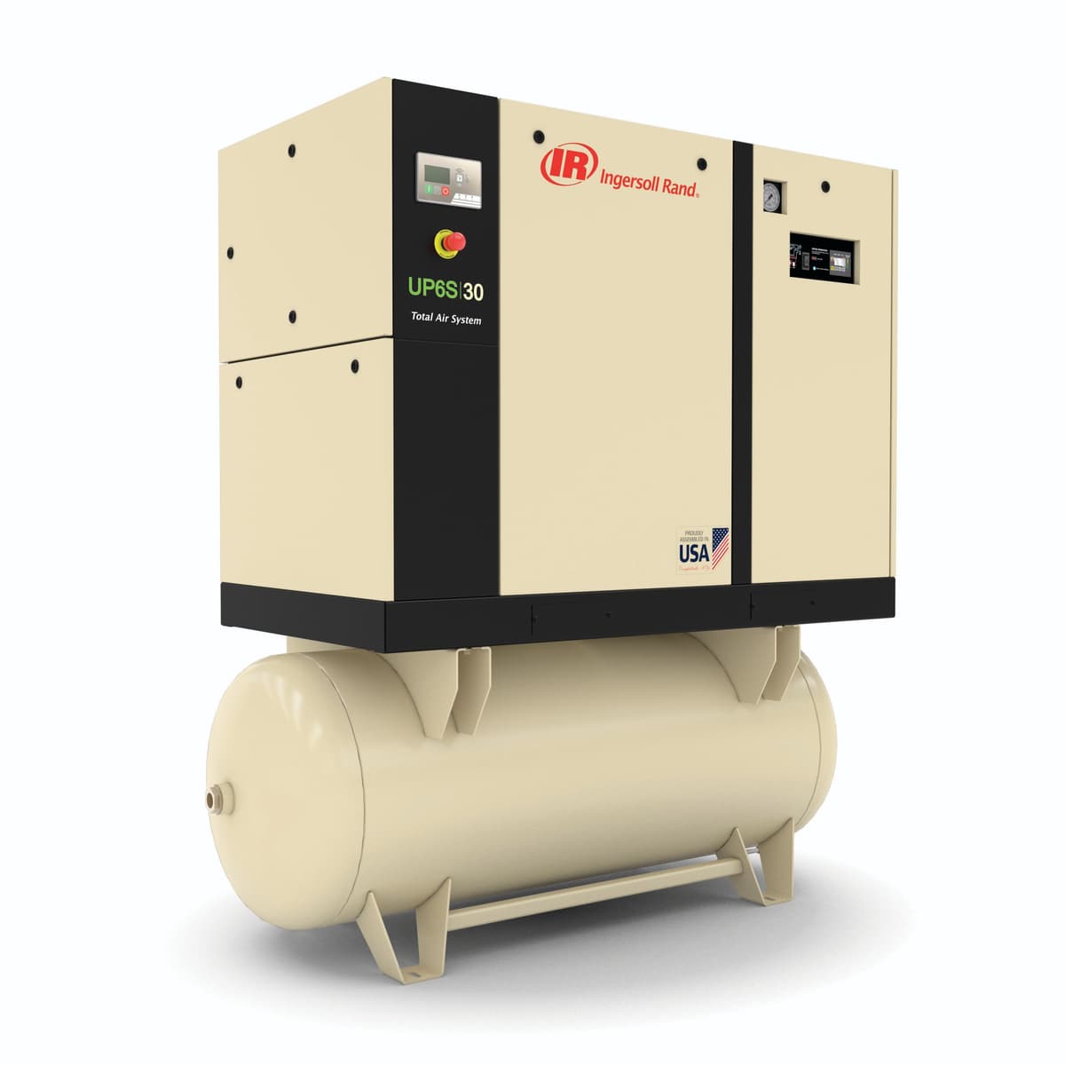 Ingersoll Rand UP6S 25 HP oil-flooded rotary compressor with integrated dryer, engineered for maximum uptime and intuitive controls
